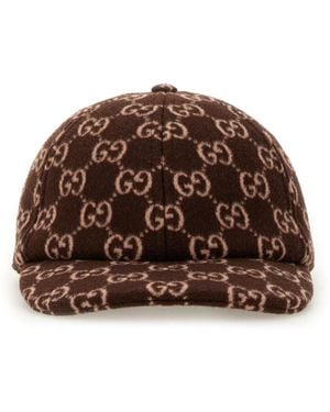 Gucci Gg Canvas Wool Baseball Cap - Brown