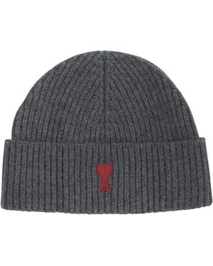 Ami Paris Merino Wool Beanie - Grey