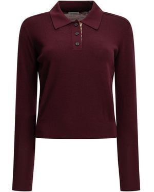 Burberry Wool Polo Sweater Bordeaux - Red