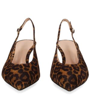 Gianvito Rossi Leopard Print Leather Slingback Pumps, 5.5 Cm Heel - Brown