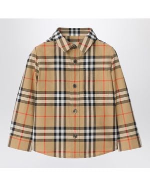 Burberry Cotton Shirt With Check Motif - Brown