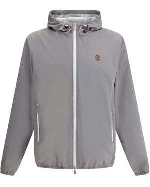 Brunello Cucinelli Waterproof Jacket With Hood - Grey