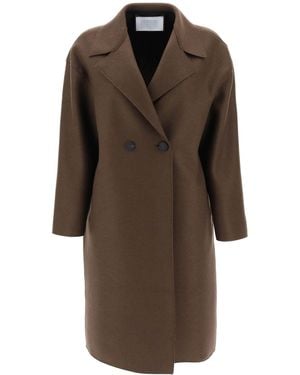Harris Wharf London Cocoon Coat In Pressed Wool - Brown