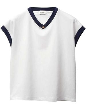 Versace Camiseta slim fit de punto de algodón elástico - Blanco