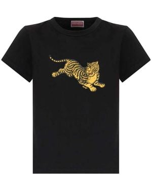 KENZO Tiger-Print T-Shirt - Black