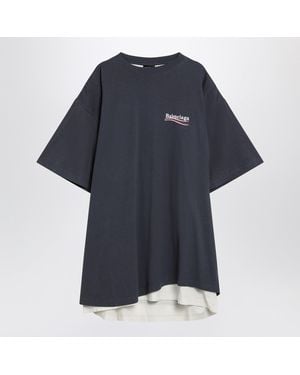 Balenciaga Double T Shirt Political Campaign - Blue