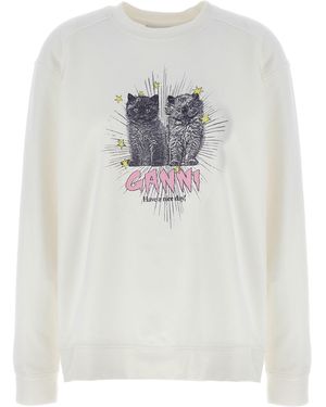 Ganni 'Kätzchen' Sweatshirt - Weiß
