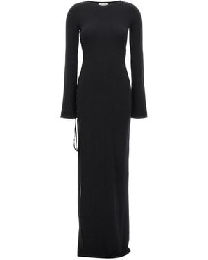 Saint Laurent Long Wool Lace Dress - Black