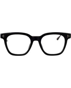 Linda Farrow Mattnickel/Yellowgold/ Acetate Glasses - Black