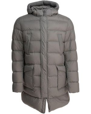Herno Long Down Jacket With Hood Jackets And Coats - Gray