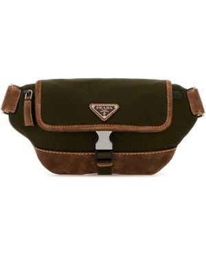 Prada Two-Tone Re-Nylon And Suede Belt Bag - Brown