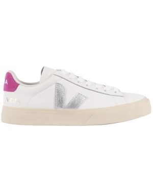 Veja Campo Leath White_Silver_Ultraviolet Trainers