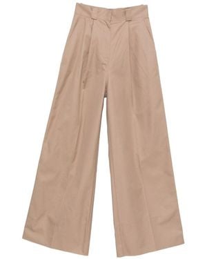 Balenciaga Cotton High-Waisted Trousers - Natural