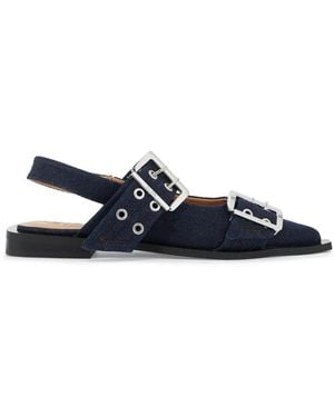 Ganni Ballerine Slingback Feminine Buckle - Blu