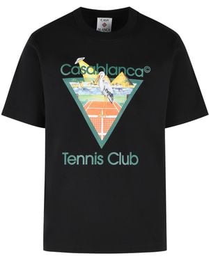 CASABLANCA 'Tennis Club Triangle' Cotton T Shirt - Black