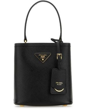Prada Black Leather Small Panier Handbag