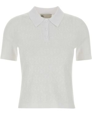 Tory Burch Pointelle Viscose Polo - White
