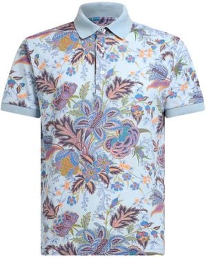 Etro Cotton Polo -Hemd mit Logo -Stickerei - Blau