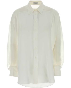 Brunello Cucinelli White Silk Shirt