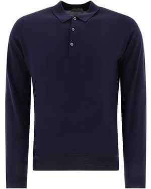 John Smedley "Belper" Merino Wool Polo - Blu