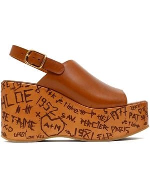 Chloé 130 Mm Maxime Sandalen Met Sleehak - Bruin