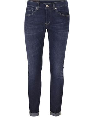 Dondup George Skinny Fit Stretch Denim Jeans With Contrast Stitching - Blue