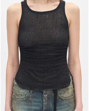 Ann Demeulemeester Mara Gerimpelde Cropped Tanktop Van Jacquardwol - Zwart