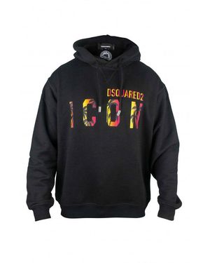 DSquared² Hooded Sweatshirt With Iconic Palm Graphic - Schwarz
