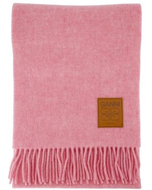Ganni Doppelgesicht masser Schal Wolle rosa - Pink