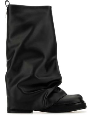 The Attico Leather Ankle Boots 'Robin' - Black