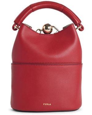 Furla «Sfera» mini sac de seau en molleton azalea - Rouge