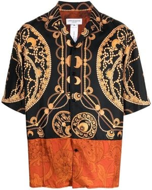 Marine Serre Bedrukt Zijden Shirt - Oranje