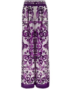Dolce & Gabbana Majolica Print Pants - Purple