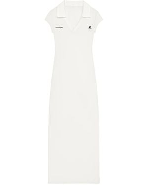 Courreges Long Dress With Logo - White