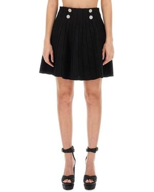 Balmain Mini Skater Skirt - Black