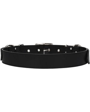 Moschino Crystal Embellished Logo Leather Belt in White | Lyst display picture 1