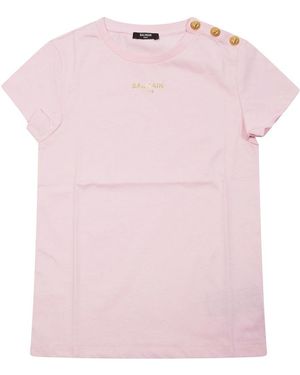 Balmain T Shirt With Logo - Pink