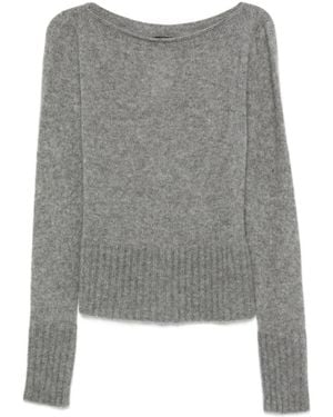 Tom Ford Boat Neck Knitwear Sweater With Ribbed Accents - Grau