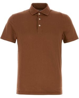 Fedeli Stretch Cotton Polo Shirt - Brown