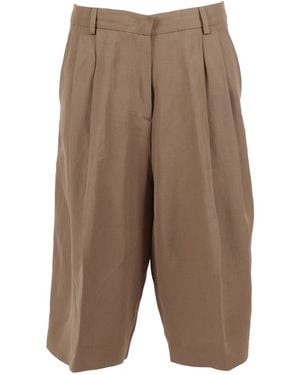 Fabiana Filippi Bermuda Ampio Con Pinces En Fluido Viscosa Lino Couleur Fango - Gris