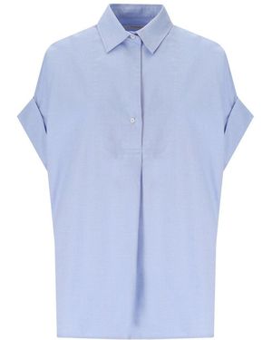 Weekend by Maxmara Asymmetric Cotton Poplin Shirt - Blue