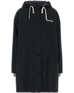 Miu Miu Polyester Blend Parka - Black