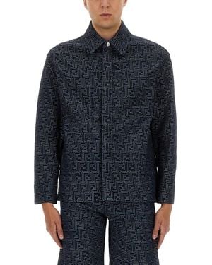 Fendi Ff Jacquard Denim Shirt - Blue