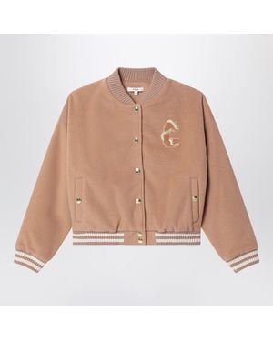 Chloé Chloé Peach Wool Blend Bomber Jacket - Natural