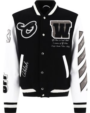 Off-White c/o Virgil Abloh Lea Collegejacke - Schwarz