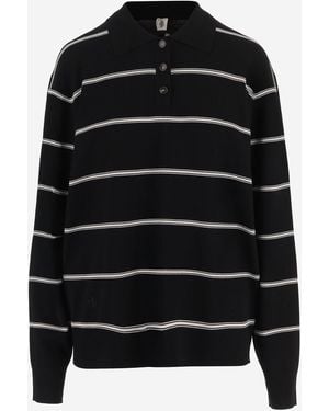 THE GARMENT Viscose Blend Polo Shirt With Striped Pattern - Black