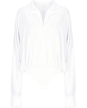 Norma Kamali Oversized Shirt Bodysuit - White