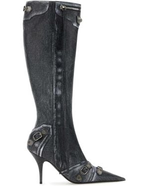Balenciaga 90Mm Cagole Leather Boots - Black