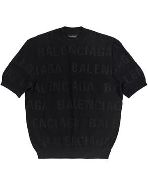 Balenciaga Allover Logo Top - Black