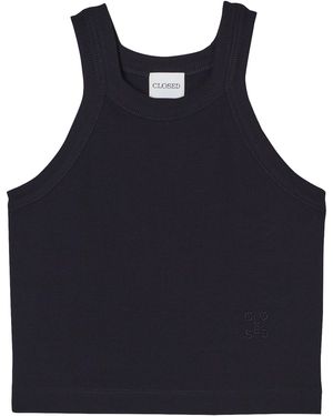 Closed Cropped Racer Top - Blau
